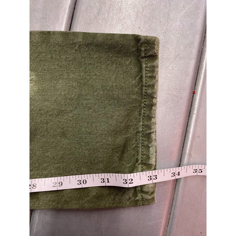 Square Zero Slim Straight Jeans Mens 40x33 Green Denim Faded Distressed Moto - Picture 9 of 16
